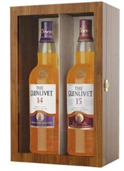 THE GLENLIVET 14 YEAR OLD AND 15 YEAR OLD SCOTCH GIFT SET 750ML