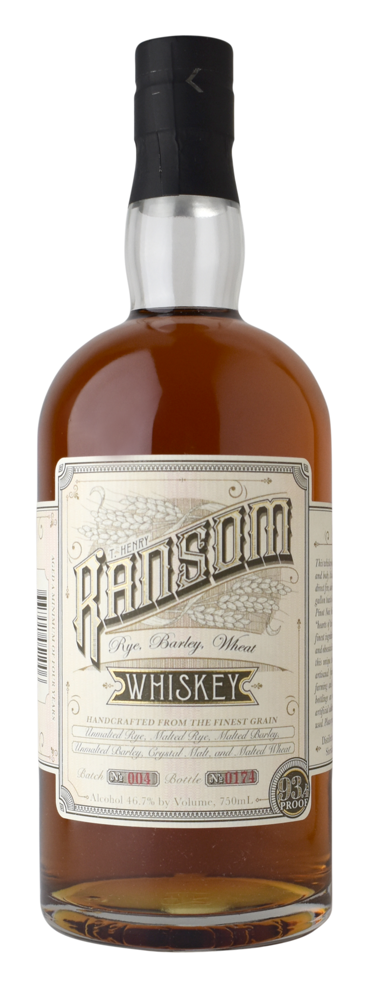 RANSOM RYE BARLEY WHEAT WHISKEY 750ML