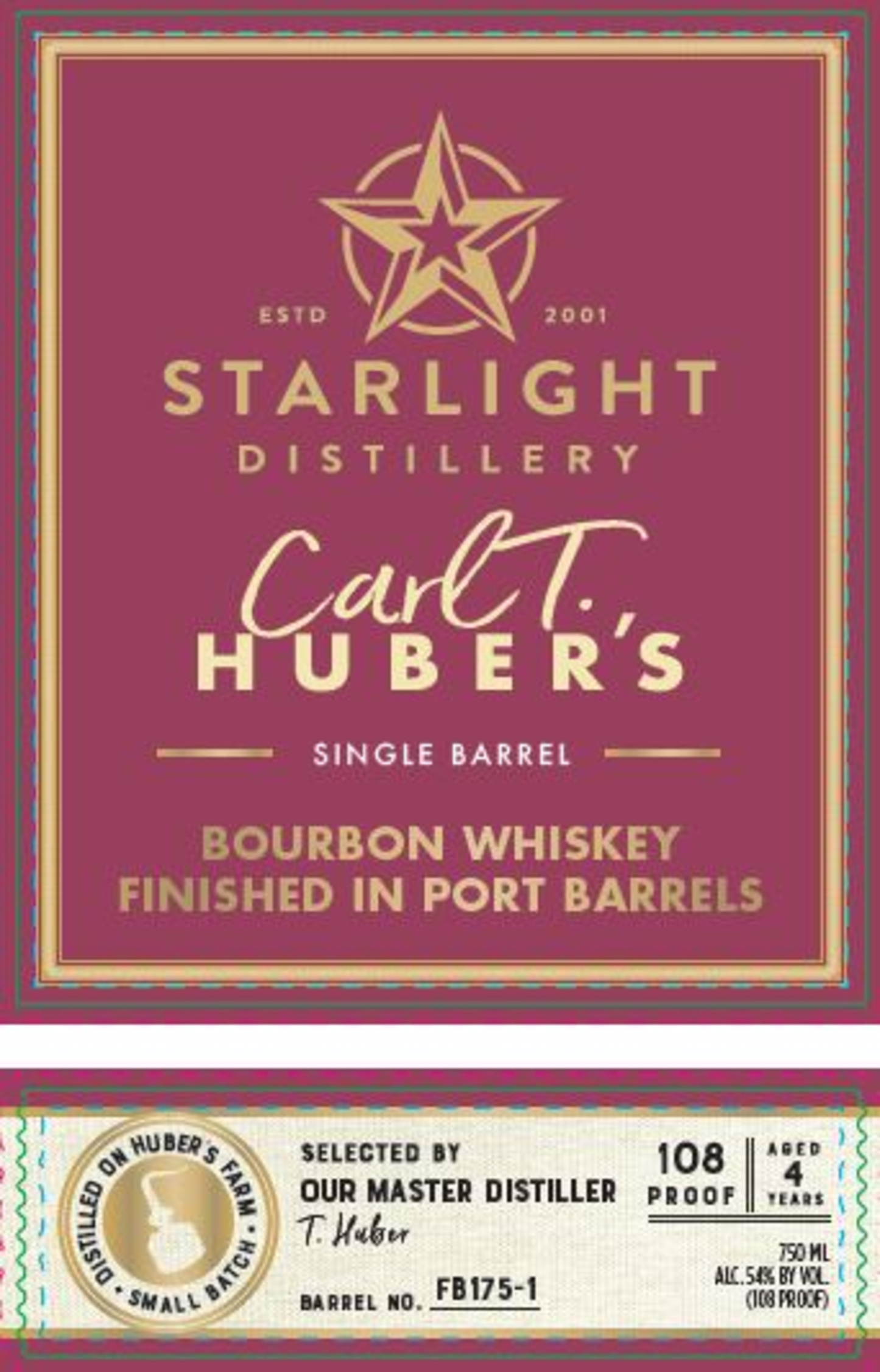 HUBER STRLGHT SB PORT BRL WSKY 750ML