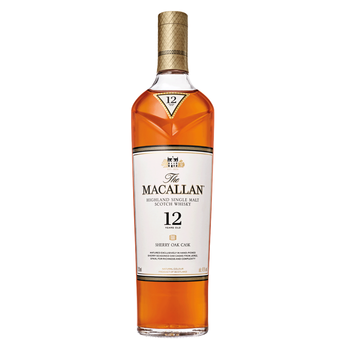 THE MACALLAN 12 YEAR OLD SHERRY OAK SINGLE MALT SCOTCH WHISKY 750ML