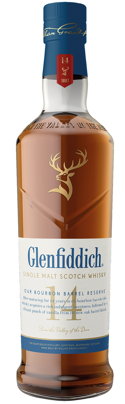 GLENFIDDICH 14 YEAR OLD BOURBON BARREL RESERVE SINGLE MALT SCOTCH WHISKY 750ML