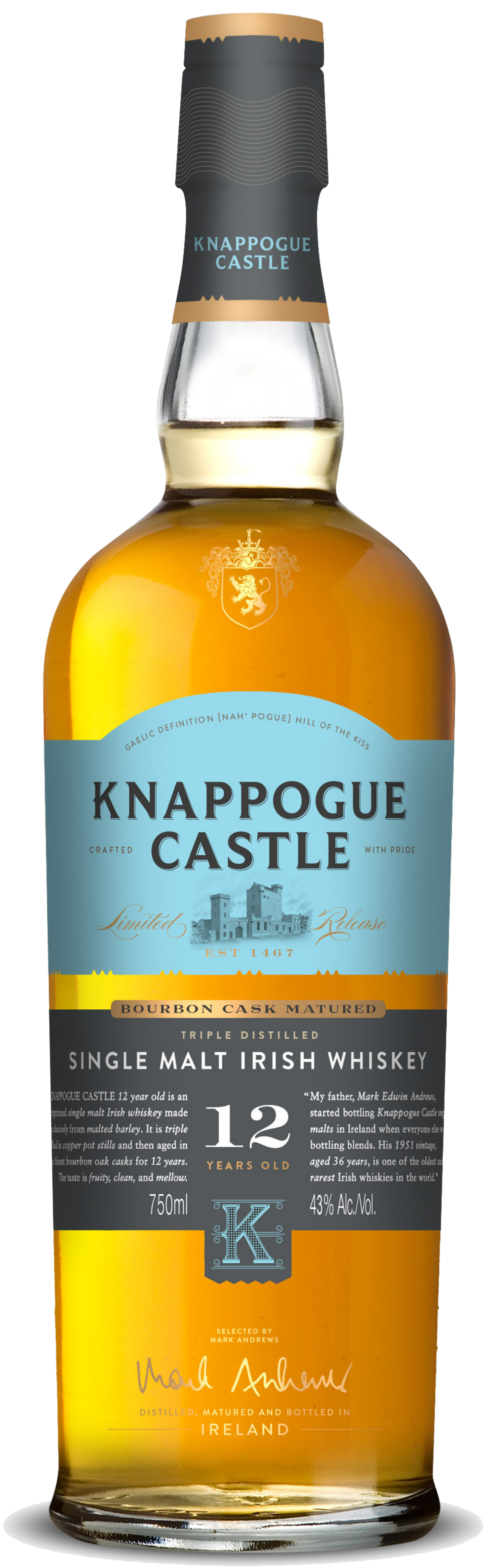 KNAPPOGUE CASTLE SINGLE MALT IRISH WHISKEY 12 YEAR 750ML