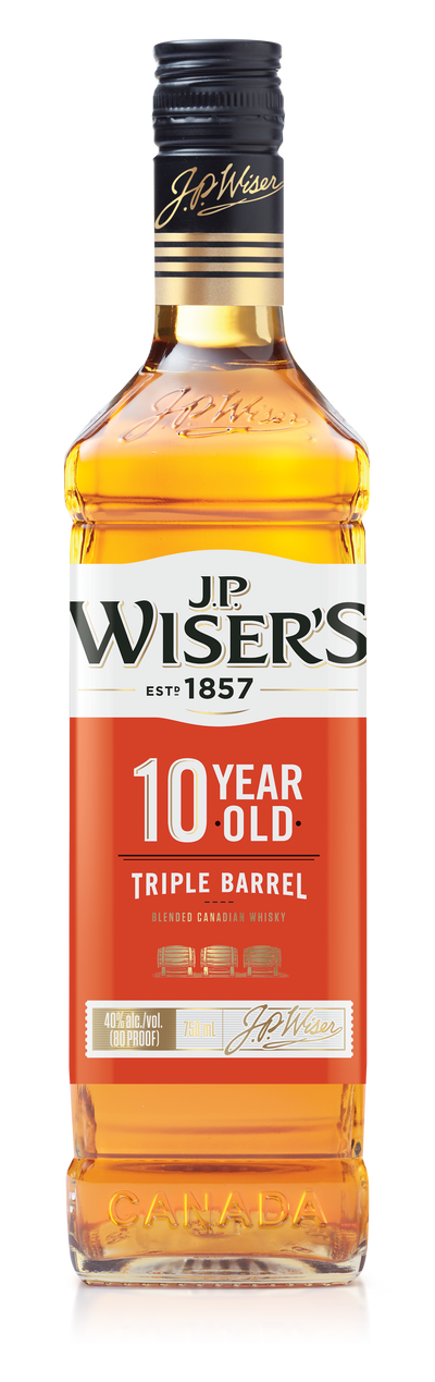 WISER'S 10 YEAR OLD TRIPLE BARREL CANADIAN WHISKY 750ML