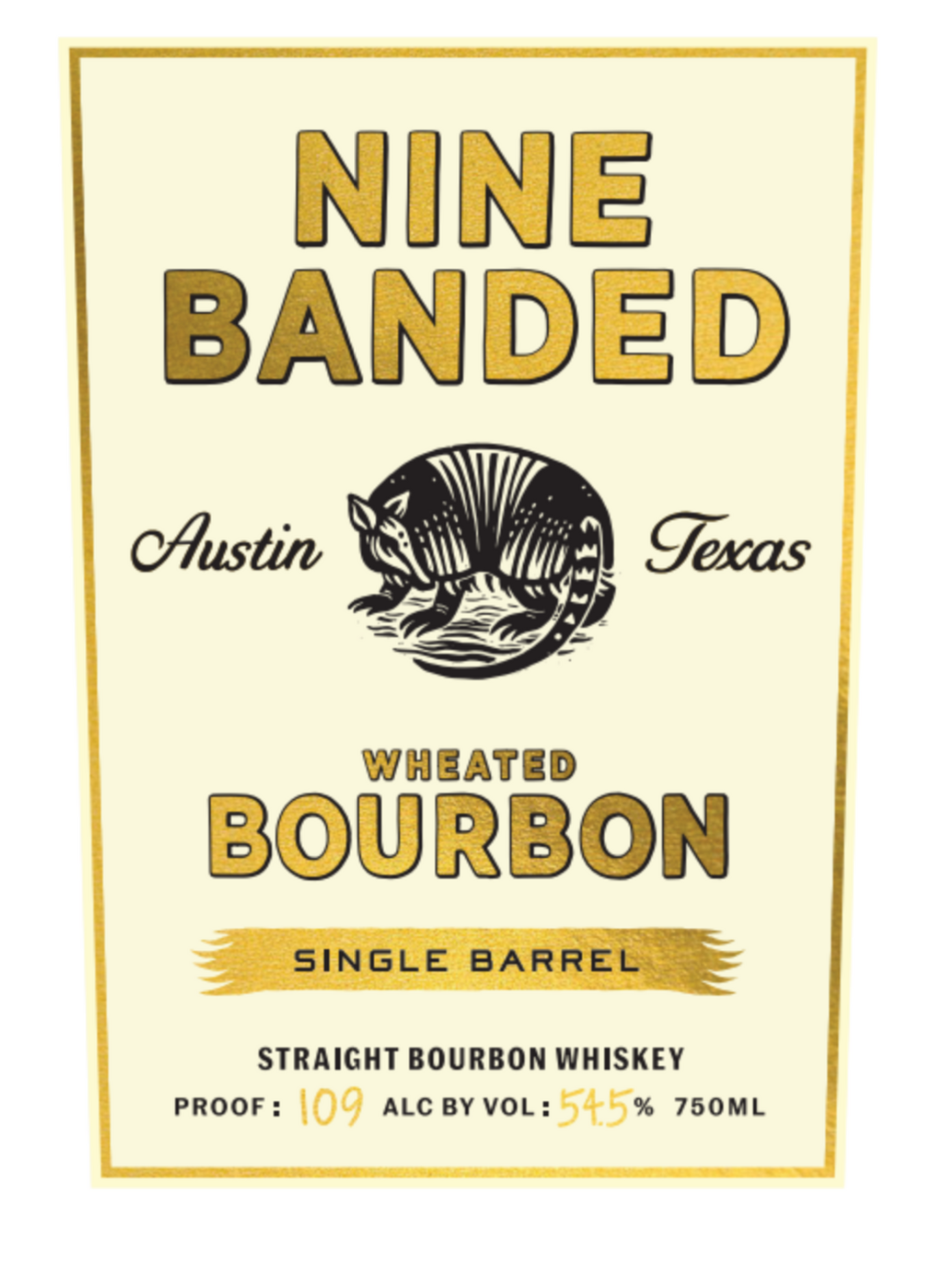 NINE BANDED SINGLE BARREL WHEATED STRAIGHT BOURBON WHISKEY 750ML