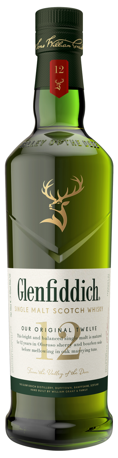 GLENFIDDICH 12 YEAR OLD SINGLE MALT SCOTCH WHISKY 750ML