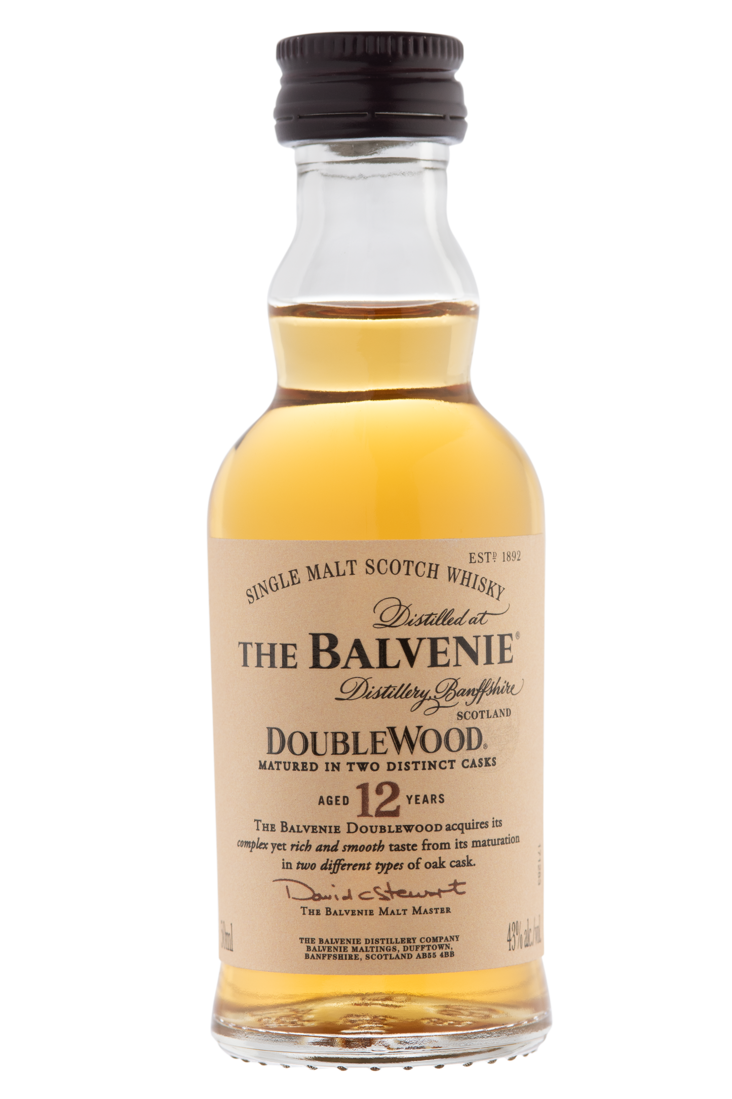 THE BALVENIE 12 YEAR OLD DOUBLEWOOD AGED SINGLE MALT SCOTCH WHISKY 50ML