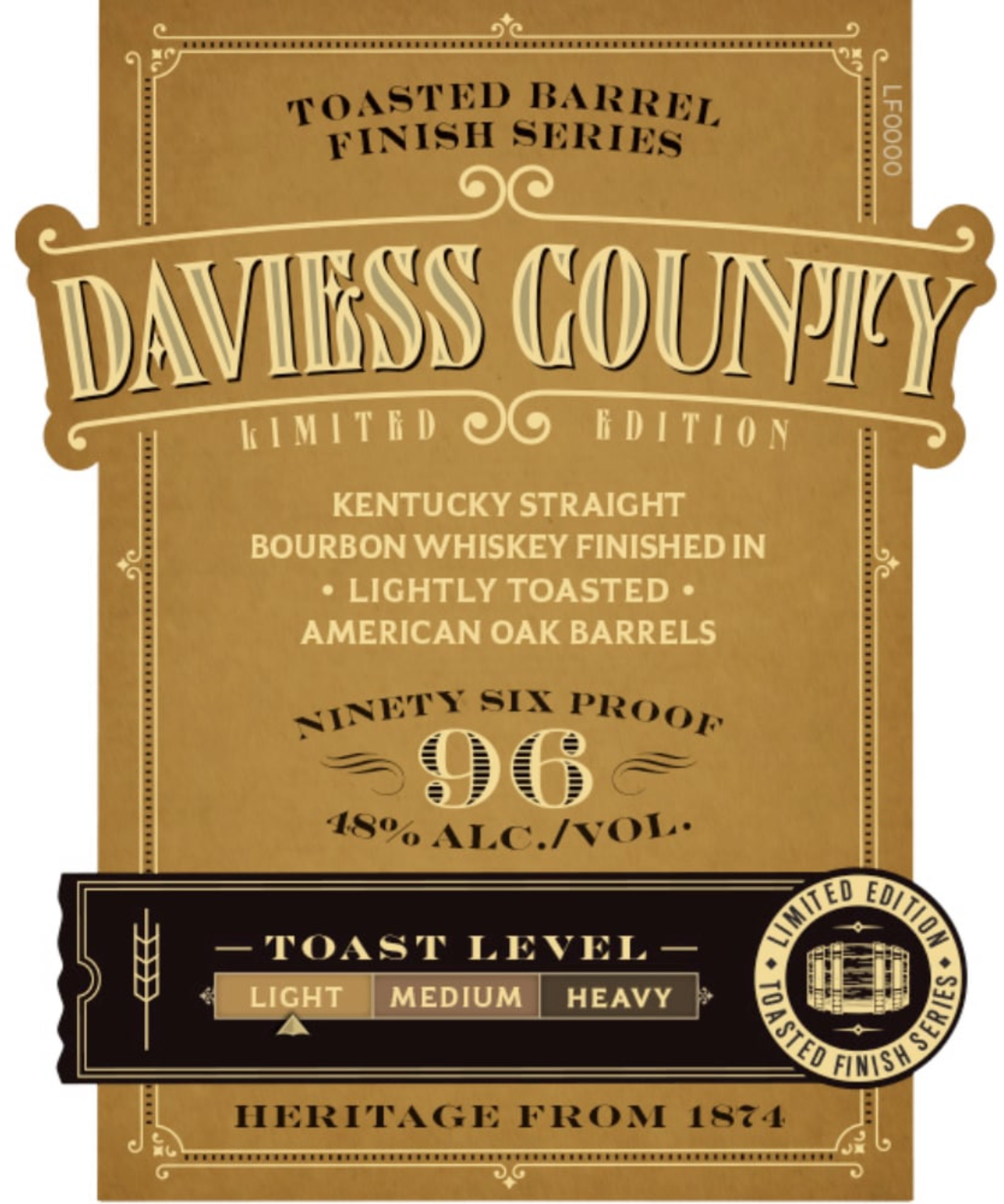 DAVIESS COUNTY LITE TOASTED KENTUCKY STRAIGHT BOURBON WHISKEY 750ML