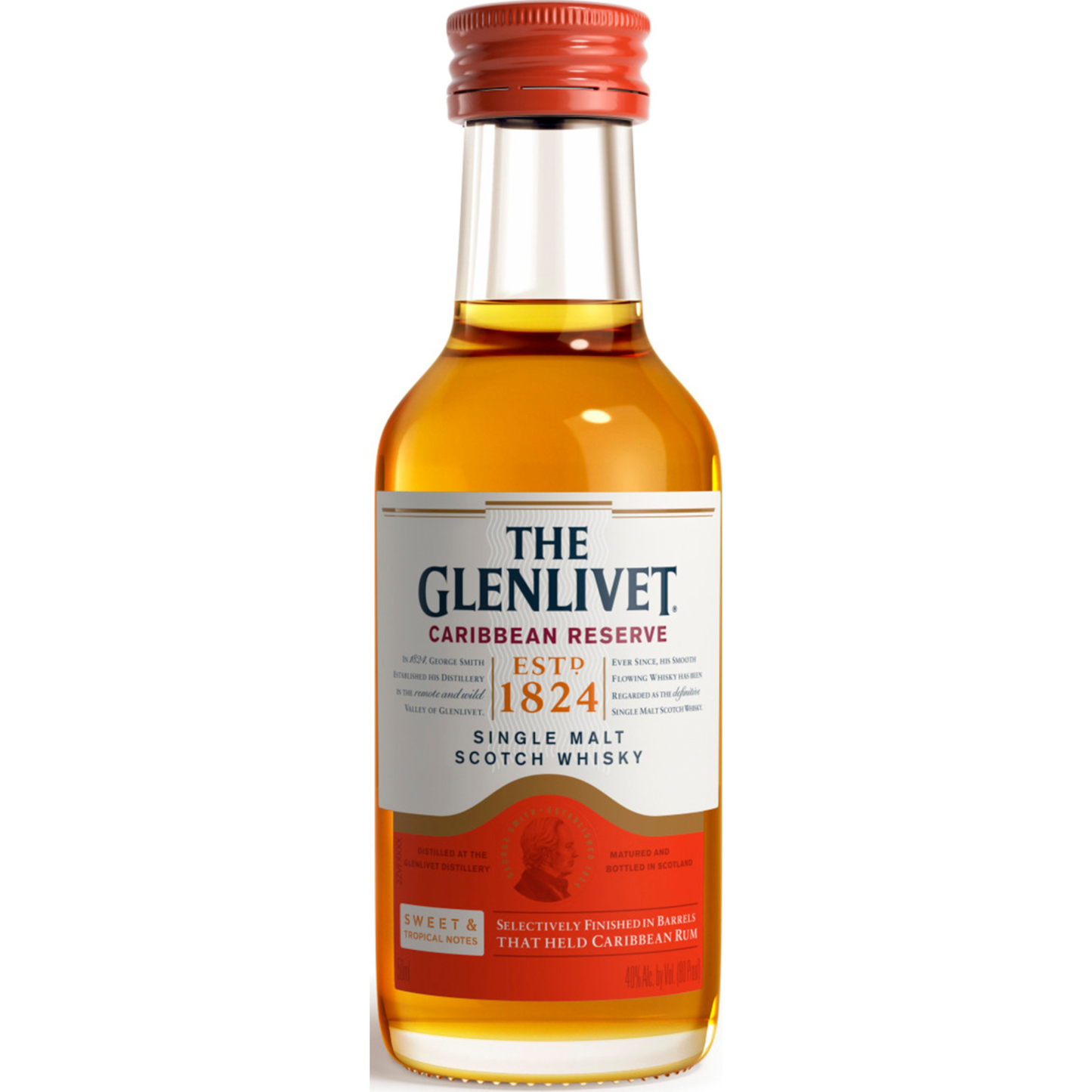 THE GLENLIVET CARIBBEAN RESERVE SINGLE MALT SCOTCH WHISKY 50ML