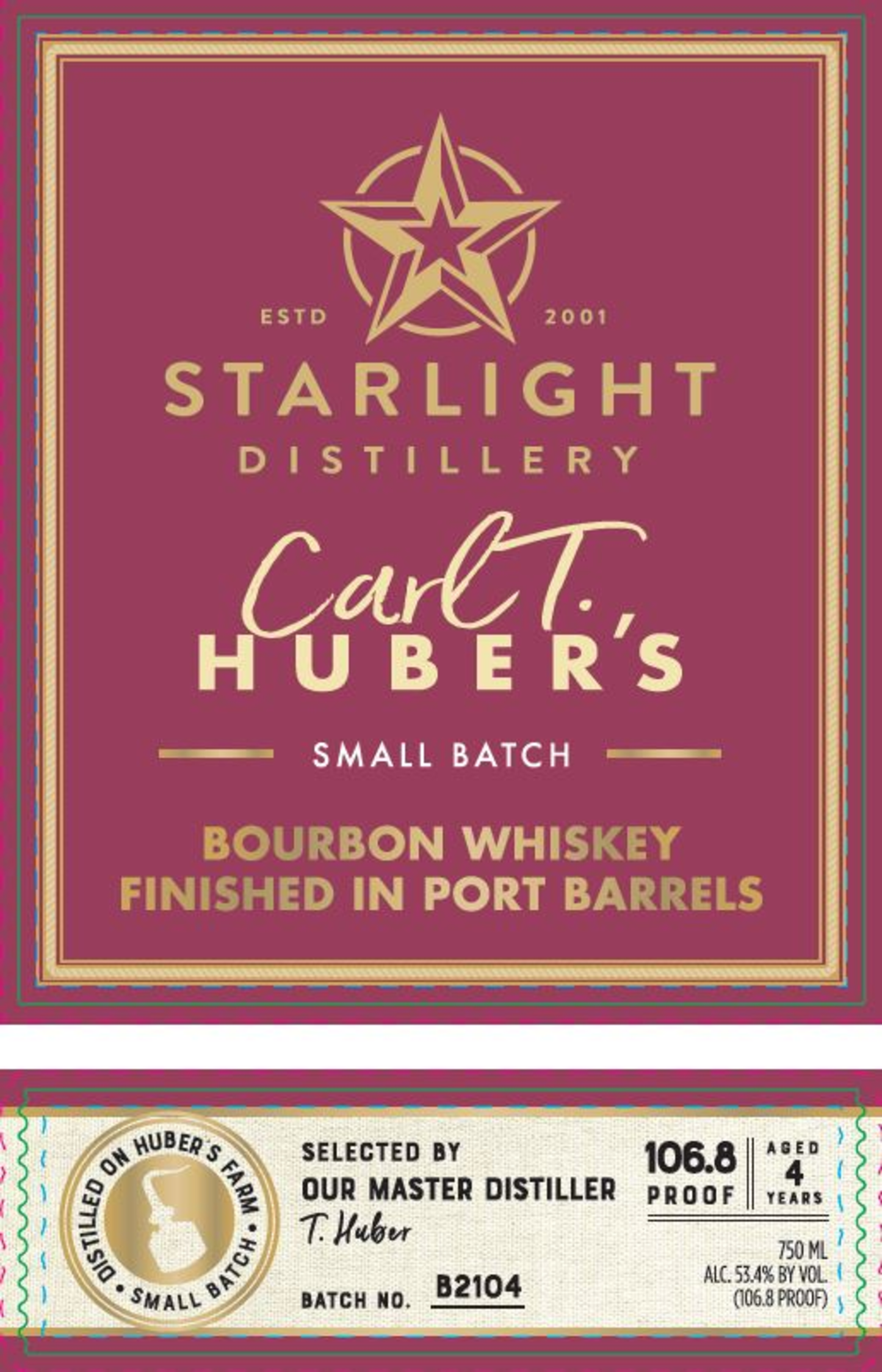 HUBER STARLIGHT PORT FNSHD BBN 750ML