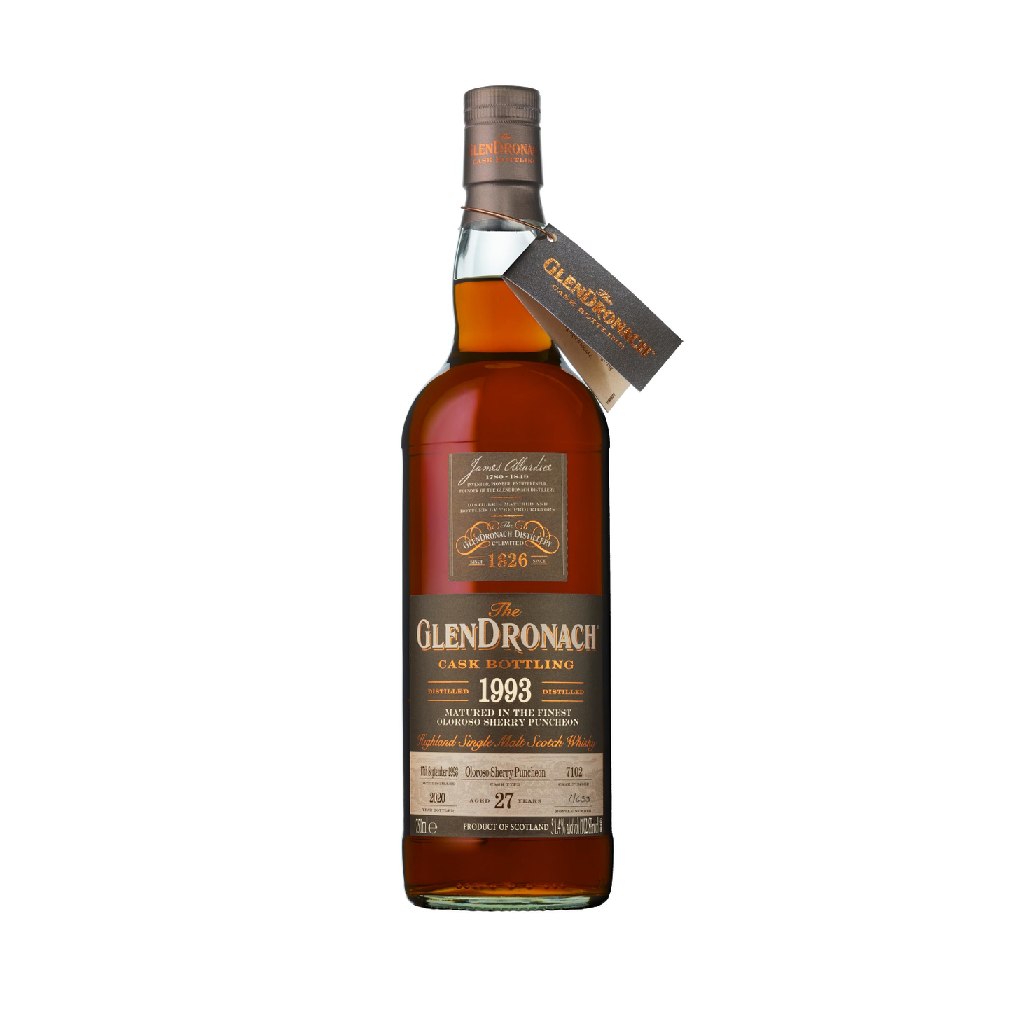 THE GLENDRONACH 27 YEAR OLD 1993 CASK #7102 SINGLE MALT SCOTCH WHISKY 750ML