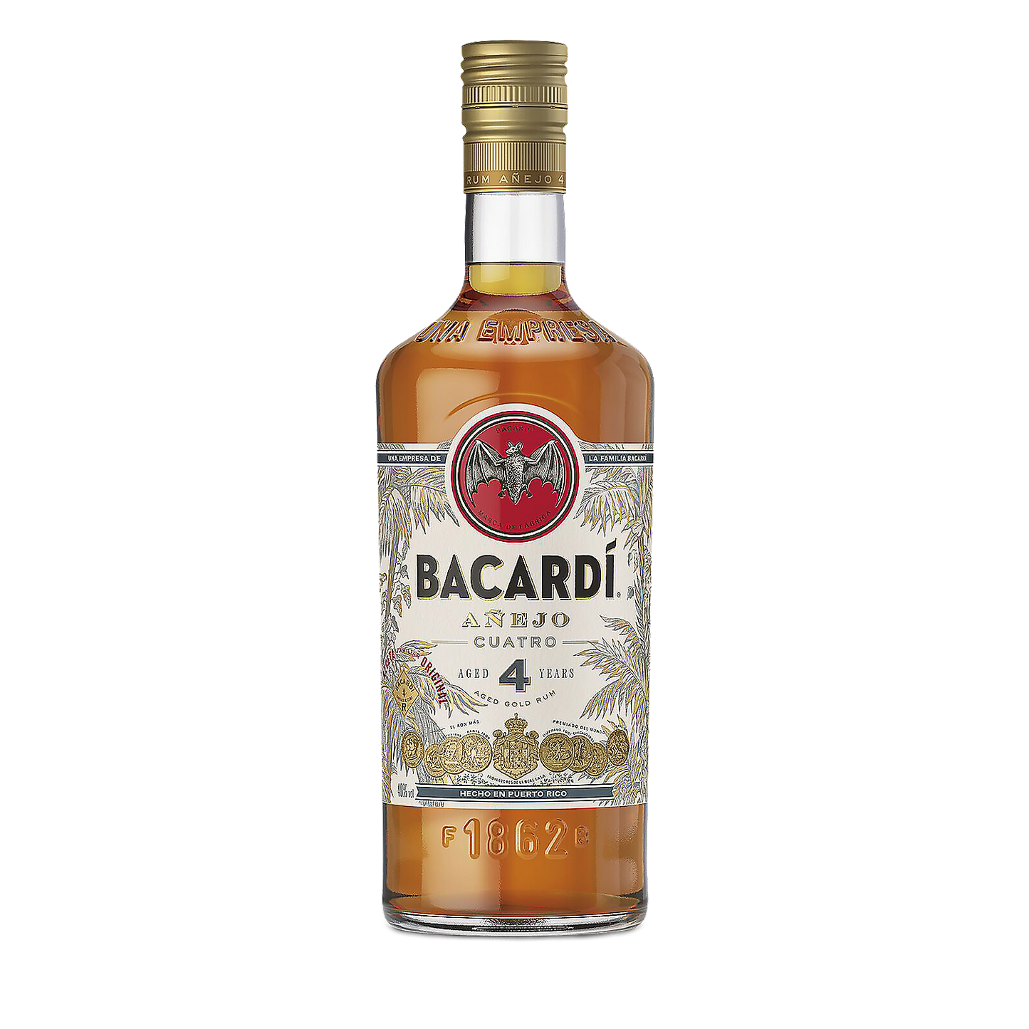 BACARDI AGED RUM ANEJO CUATRO 4 YR 80 1L