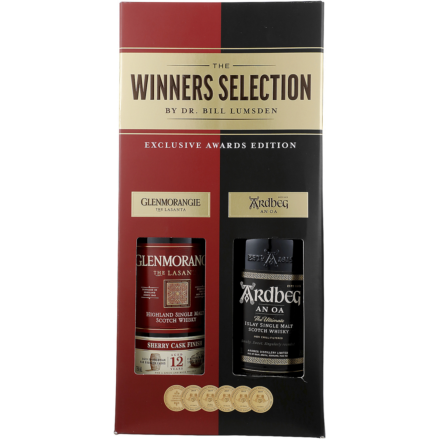 MOET HENNESSY COMBO 1 EACH GLENMORANGIE SINGLE MALT SCOTCH LASANTA 12YR 86 & ARDBEG SINGLE MALT SCOTCH AN OA 93.2 750ML