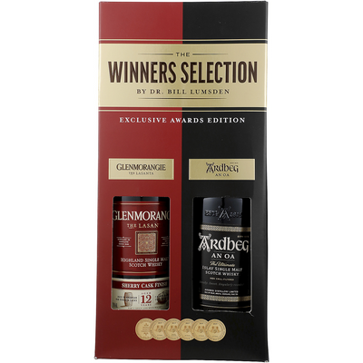 MOET HENNESSY COMBO 1 EACH GLENMORANGIE SINGLE MALT SCOTCH LASANTA 12YR 86 & ARDBEG SINGLE MALT SCOTCH AN OA 93.2 750ML
