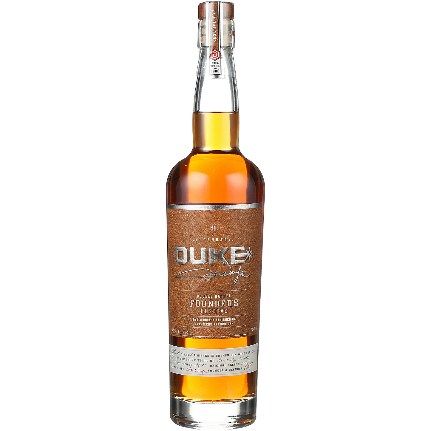 DUKE RYE WHISKEY DOUBLE BARREL FOUNDER'S RESERVE 98 750ML