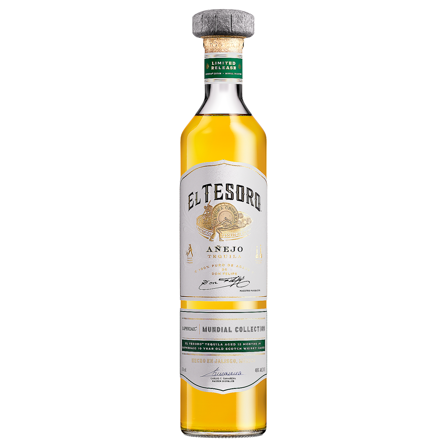 EL TESORO TEQUILA ANEJO MUNDIAL COLLECTION AGED IN LAPHROAIG 10 YEAR OLD SCOTCH WHISKEY CASKS 80 750ML