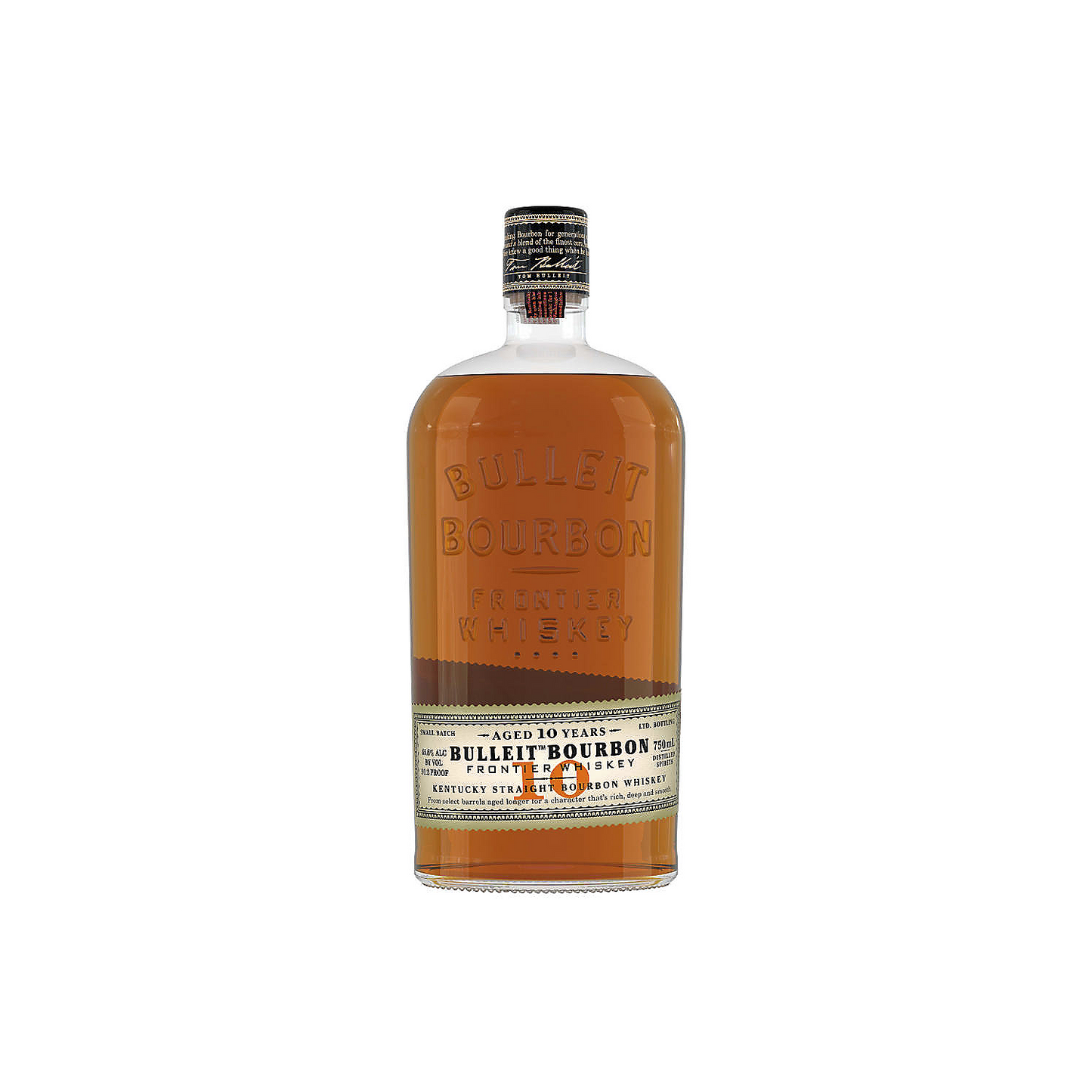 BULLEIT STRAIGHT BOURBON FRONTIER WHISKEY 10 YR 91.2 750ML