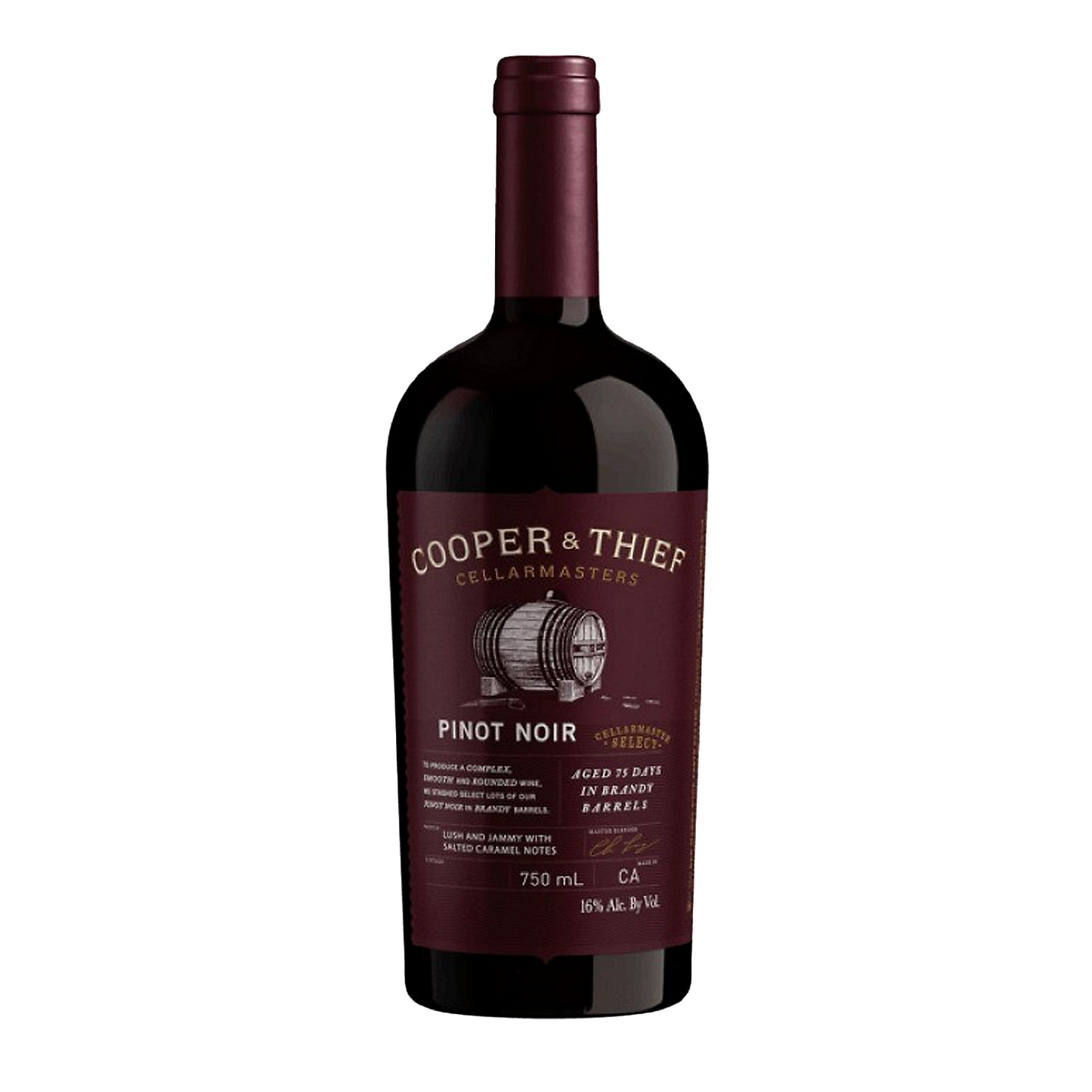 COOPER & THIEF PINOT NOIR AGED 75 DAYS IN BRANDY BARRELS CALIFORNIA 750ML