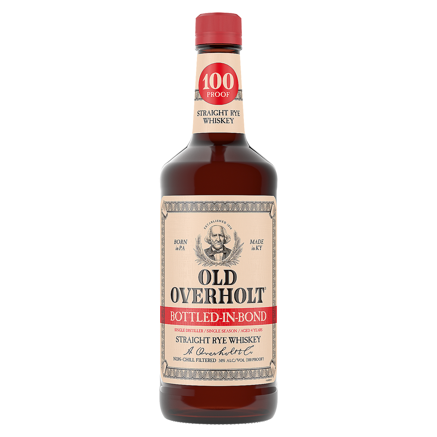 OLD OVERHOLT STRAIGHT RYE WHISKEY BONDED 4 YR 100 1L
