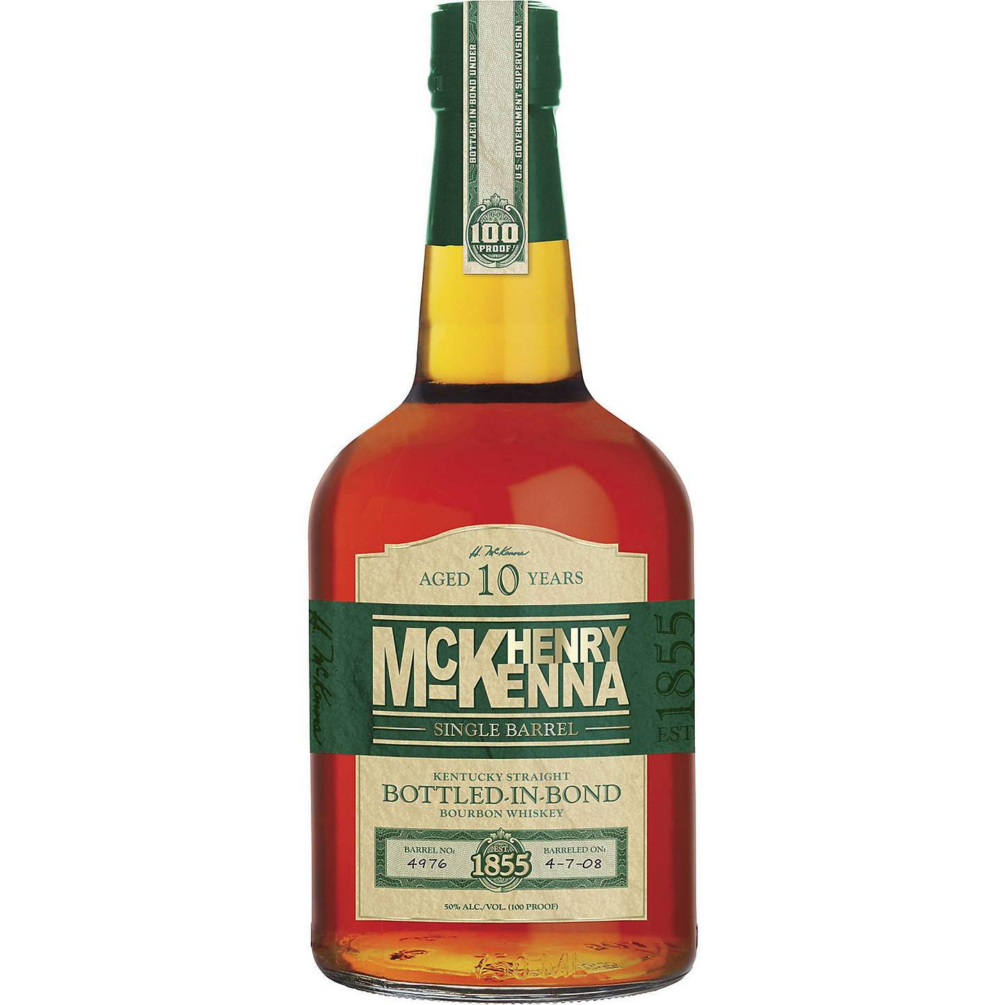 HENRY MCKENNA STRAIGHT BOURBON SINGLE BARREL BOTTLED IN BOND 10 YR 100 750ML