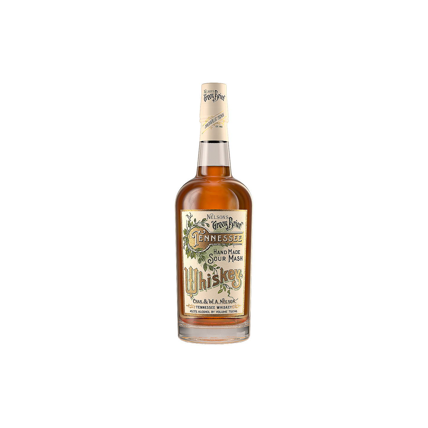 NELSON'S GREEN BRIER TENNESSEE WHISKEY HAND MADE SOUR MASH 91 750ML