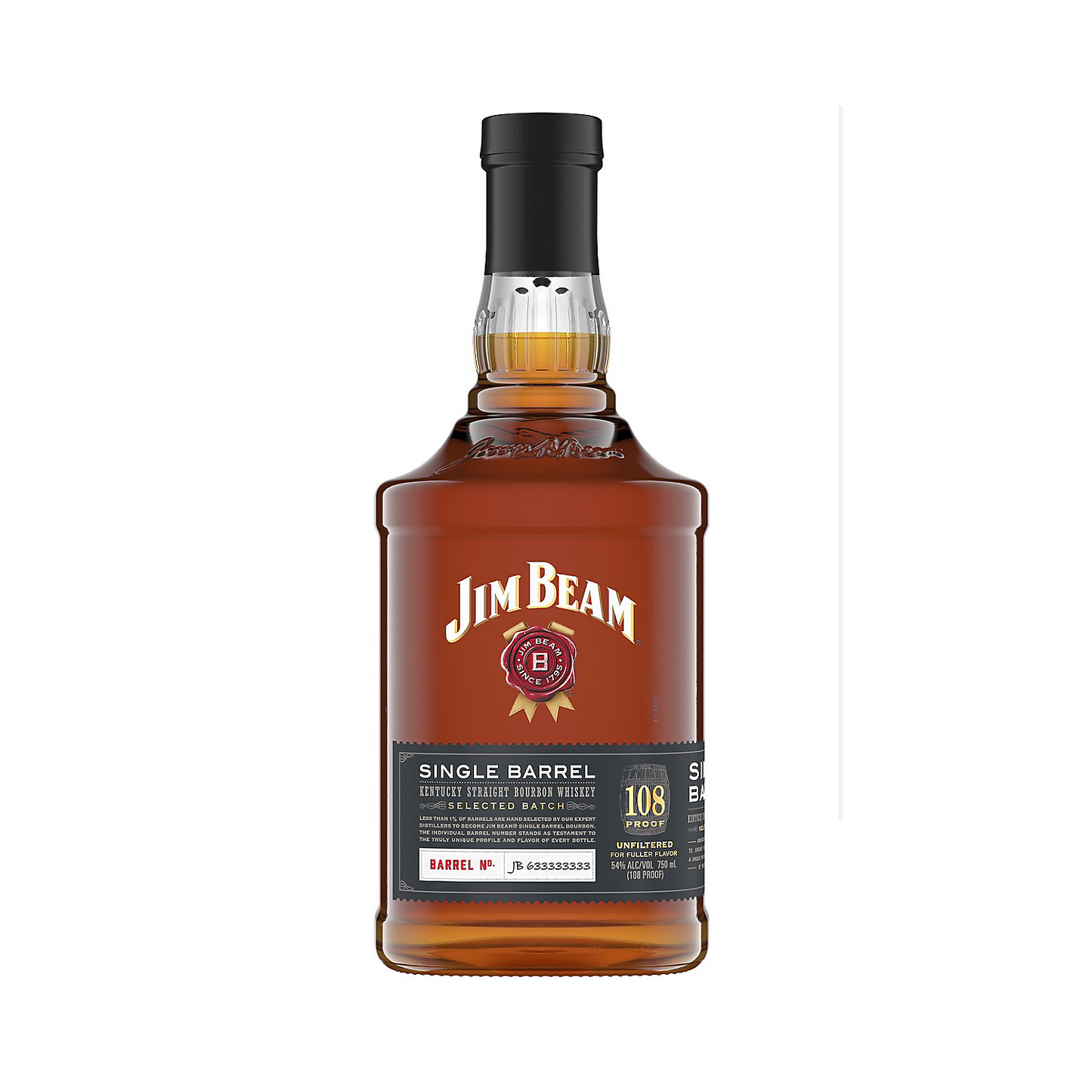 JIM BEAM STRAIGHT BOURBON SINGLE BARREL SELECTED BATCH 108 750ML