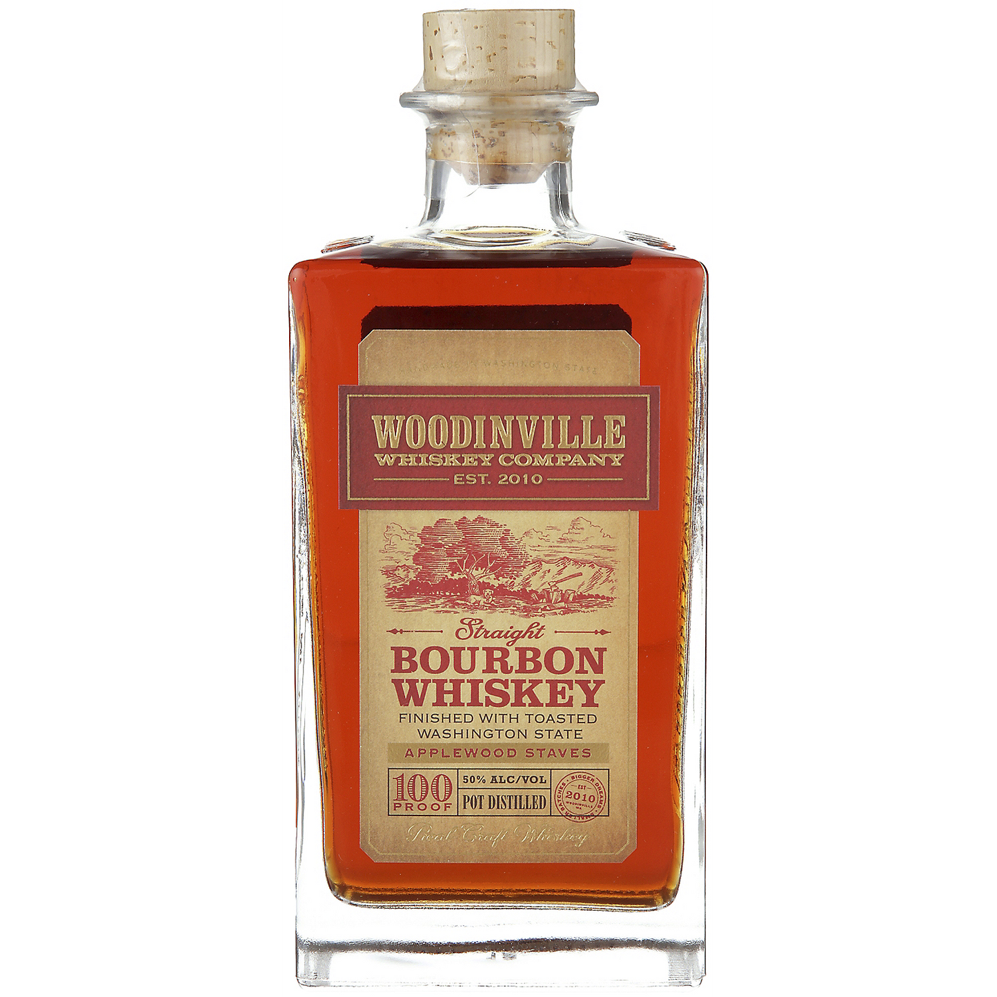 WOODINVILLE WHISKEY CO. STRAIGHT BOURBON FINISHED WITH TOASTED APPLEWOOD STAVES 100 750ML