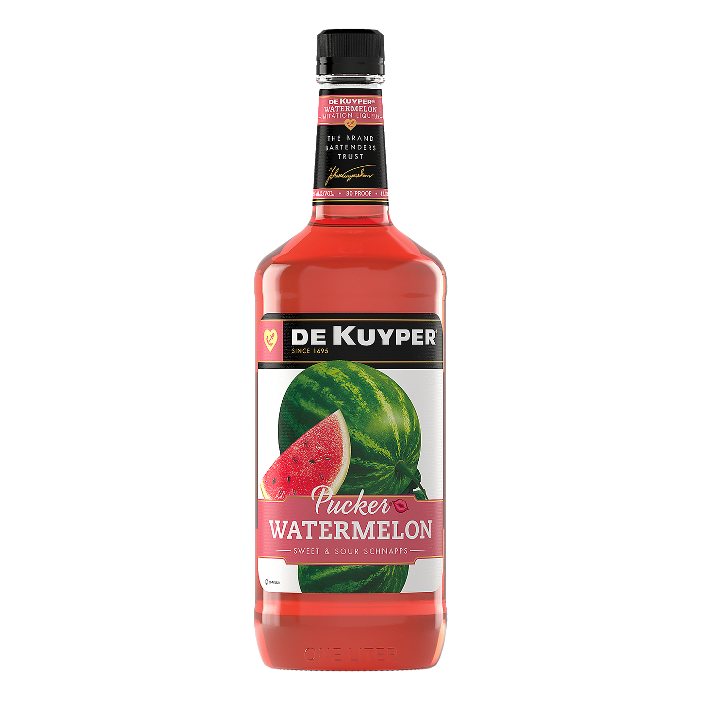 DEKUYPER SOUR WATERMELON SCHNAPPS PUCKER 30 750ML