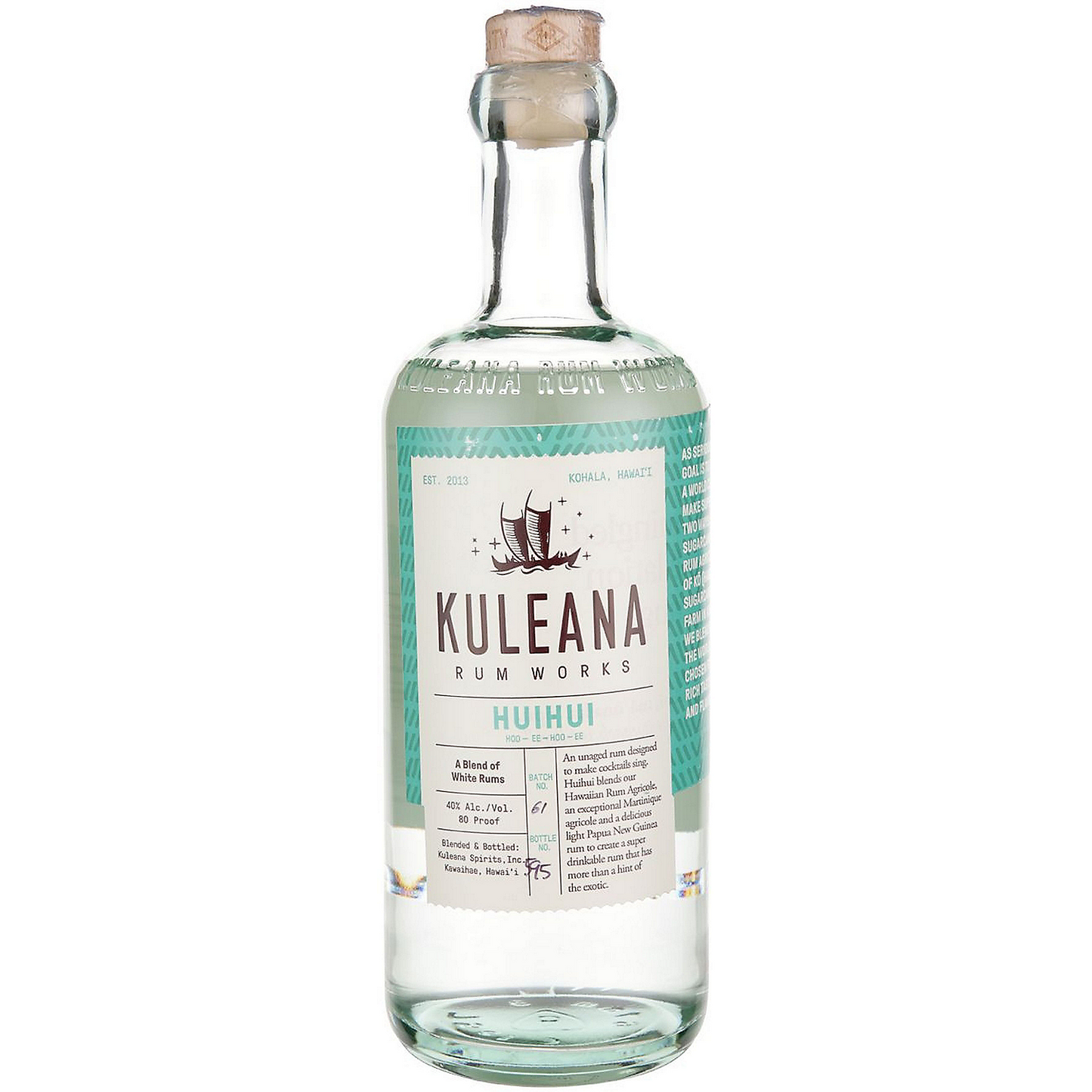 KULEANA RUM WORKS RHUM AGRICOLE HAWAIIAN RUM AGRICOLE 80 750ML