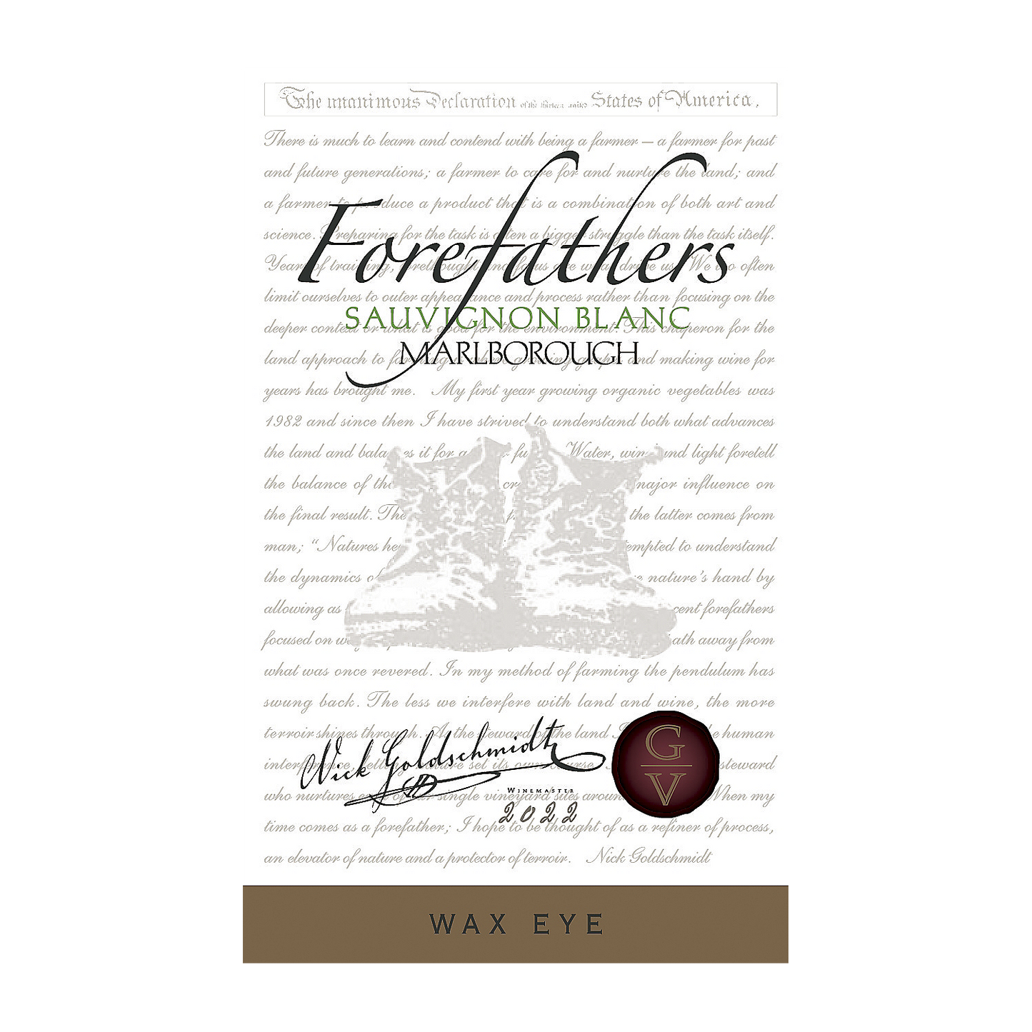 FOREFATHERS SAUVIGNON BLANC WAX EYE VINEYARD MARLBOROUGH 2022 750ML