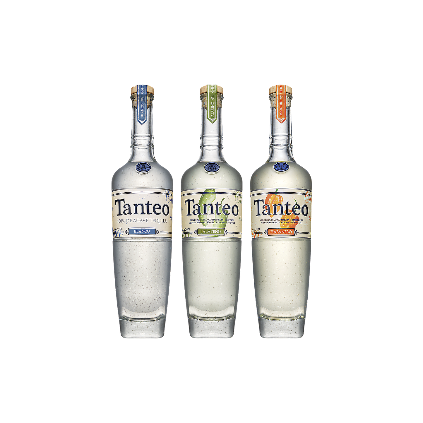 TANTEO TEQUILA COMBO 2 EACH JALAPENO 80, HABENERO 80 & BLANCO 80 750ML
