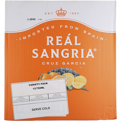 REAL SANGRIA COMBO 6 EACH RED, 3 EACH PEACH & WHITE 750ML