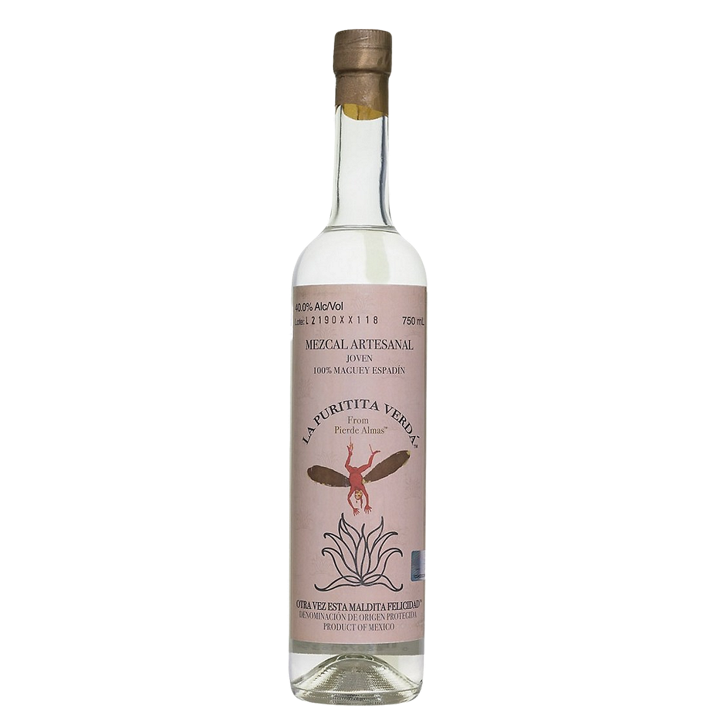 PIERDE ALMAS MEZCAL JOVEN MAGUEY ESPADIN LA PURITITA VERDA 80 750ML